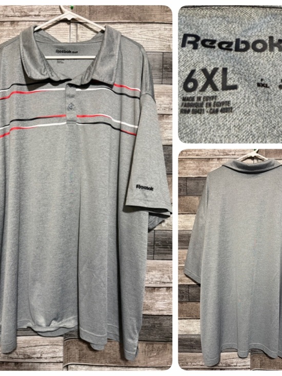 Reebok Other - Reebok Golf Polo Shirt Men’s Size 6XL Gray Striped Performance